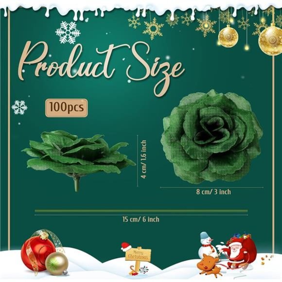 100 Pcs Flowers Long Stem Artificial Rose Flowers Emerald Roses Fake Faux Roses - Picture 5 of 6